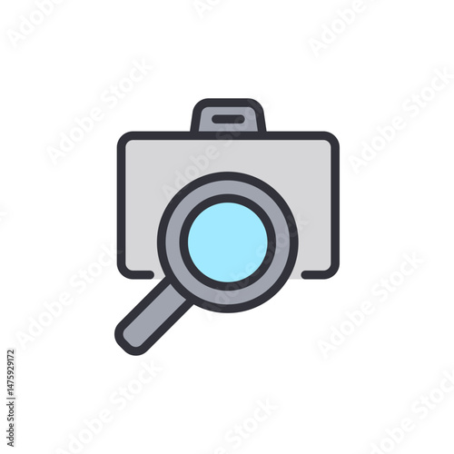 Digital Photography With Magnifying Glass For Photo Search Concept