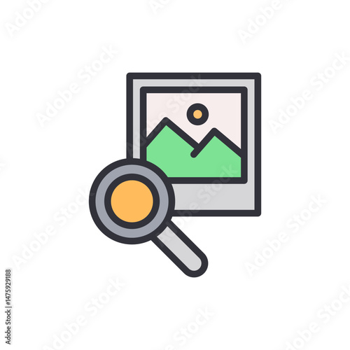 Magnifying Glass Over Landscape Image Representing Search Discover