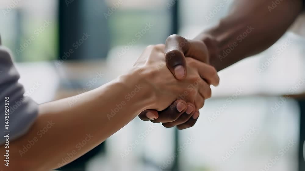 Diverse Handshake CloseUp of Business Agreement and Collaboration in Motion Diverse Handshake CloseUp of Business Agreement and Collaboration in Motion