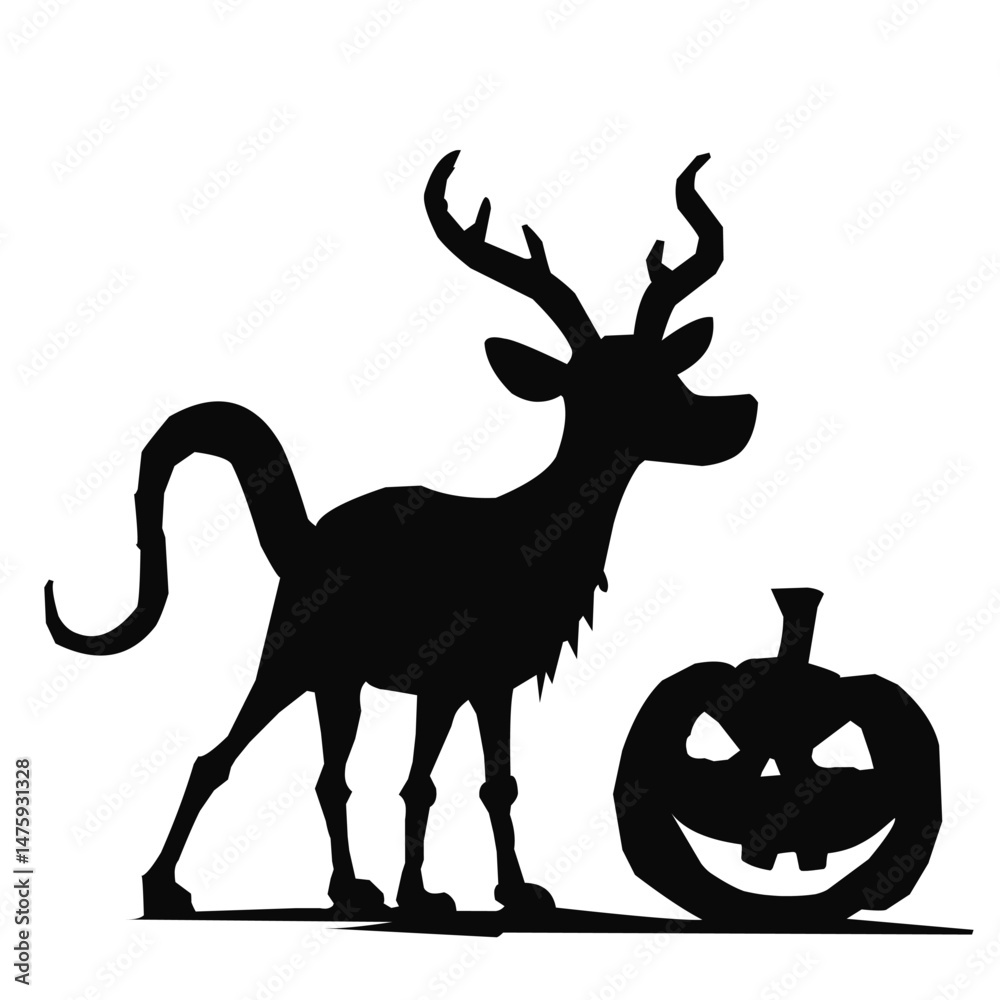 Naklejka premium Devil monster Halloween silhouette