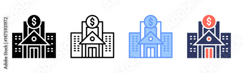 Bank  icon sheet multiple style collection