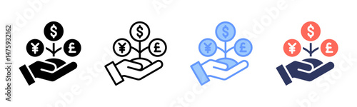 Profits icon sheet multiple style collection