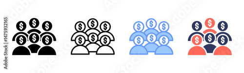 Crowd icon sheet multiple style collection