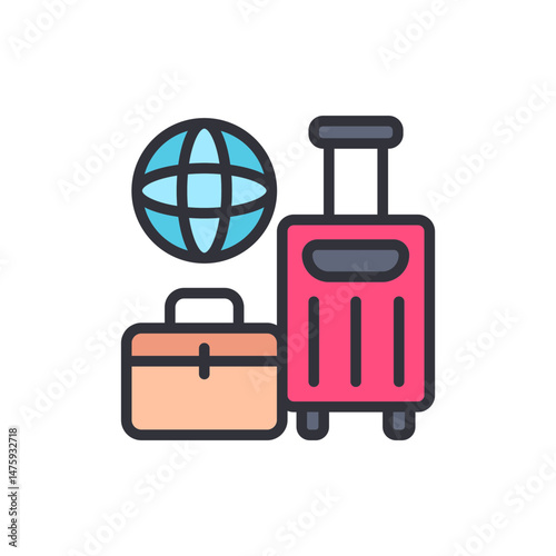 Travel Planning Illustration Featuring Suitcases And A Globe Icon