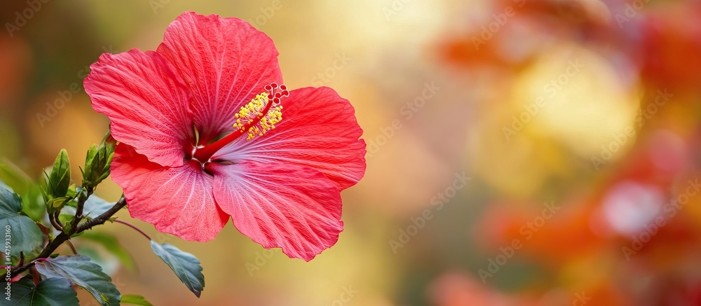 Fototapeta premium Vibrant Red Hibiscus Flower