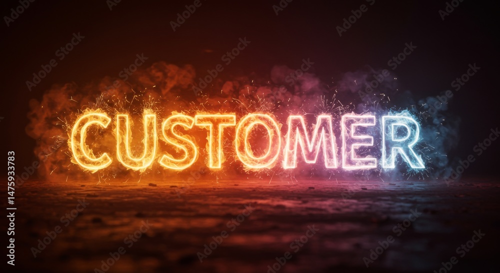 Obraz premium Vibrant customer concept with neon light effect for marketing and business design