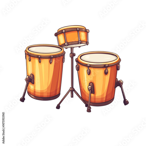 Orange drum kit music instrument percussion drums set musical rhythm band
