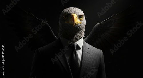 Obraz na płótnie Majestic eagle in suit symbolizing power and determination in business and leadership w salonie