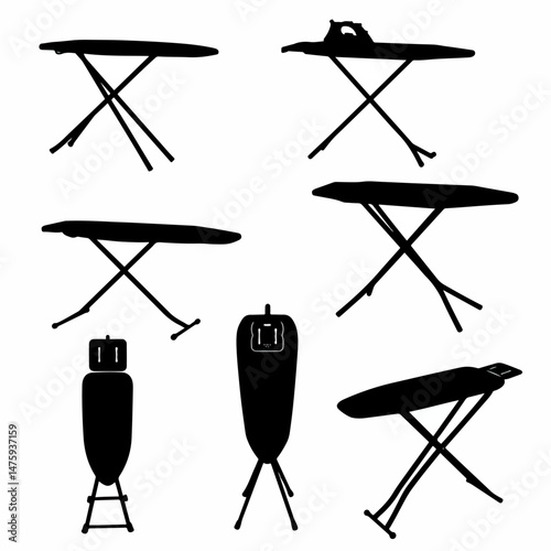 Ironing Board Silhouettes: A collection of artistic silhouettes presents a variety of ironing board designs.