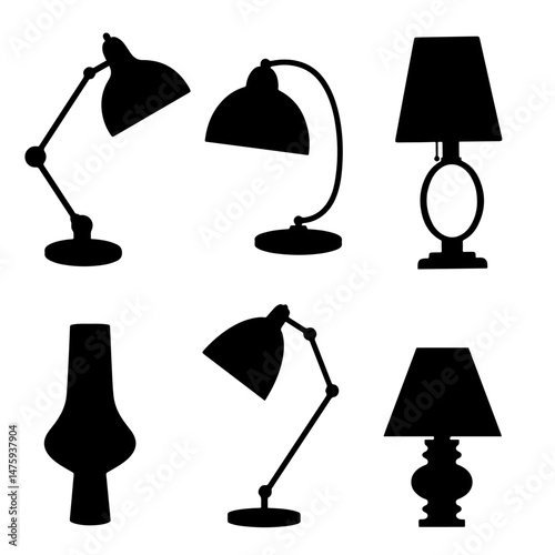 Illuminating Variety: A collection of diverse lamp silhouettes, exuding elegance and functionality, ready to brighten any setting with a touch of modern design. 