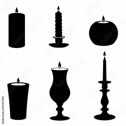 Candle Silhouettes: A captivating collection of candle silhouettes in various shapes and sizes, evoking warmth, ambiance, and a touch of magic.