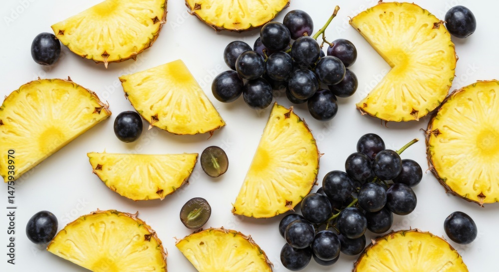 Fresh pineapple and grape arrangement for summer fruit decor and healthy eating inspiration