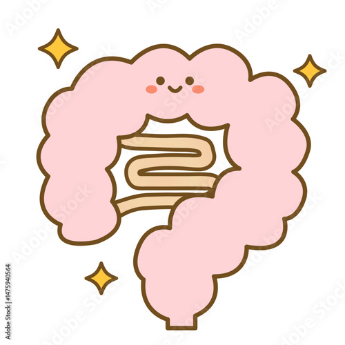 元気な腸のイラスト　線　線画