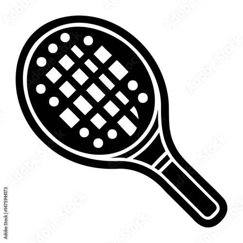 Black silhouette pickleball paddle icon vector perfect for graphic use