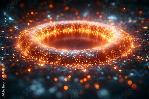 A Glowing Circular Arrangement Filled With Sparkling Illuminated Particles
