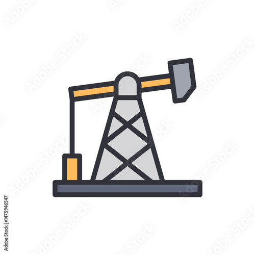 Isolated Oil Well Illustration Symbolizing Petroleum Extraction Industry