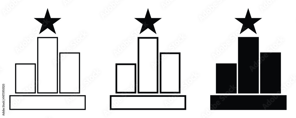 Fototapeta premium Leaderboard Icons Set – Flat, Line, and Solid Style Vector Collection.