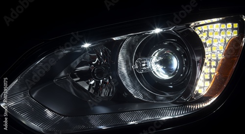 Wallpaper Mural Automotive Headlight Technology: Close-up of a Modern Car Headlamp showcasing LED and Projector Beam Technology. Torontodigital.ca