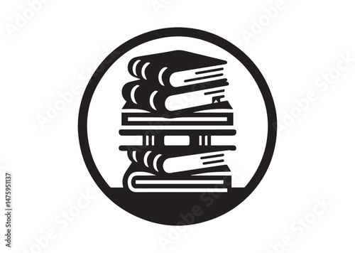 Books Icon, Stack of Books Silhouette Vector