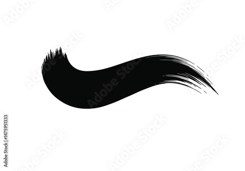 Brush silhouette. This image shows a black and white design of a brush with distinct bristles and a handle, used for painting, makeup, or cleaning tasks. Vector clipart illustration design.