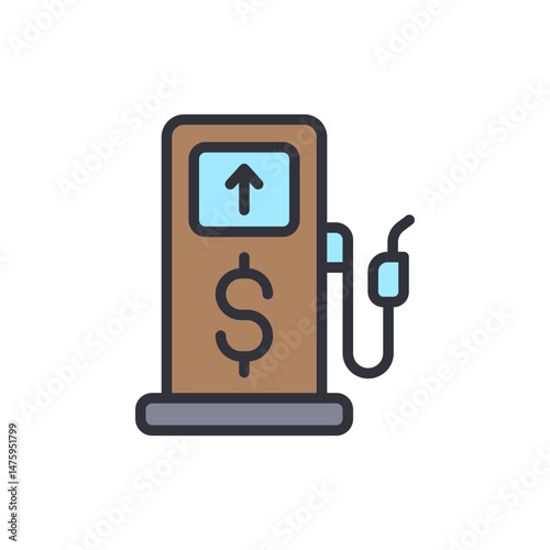 Stylized Gas Pump Depicting Rising Prices And Economic Inflation