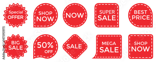 Sale, Discount Badges Set – Vintage, Special Offer, and Shopping Tags for Promotions.