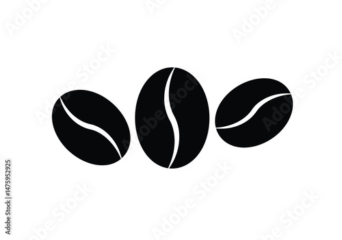 Coffee bean silhouette. This image shows a black and white design of a coffee bean, symbolizing caffeine, roasting, and the rich aroma of freshly brewed coffee. Vector clipart illustration design.