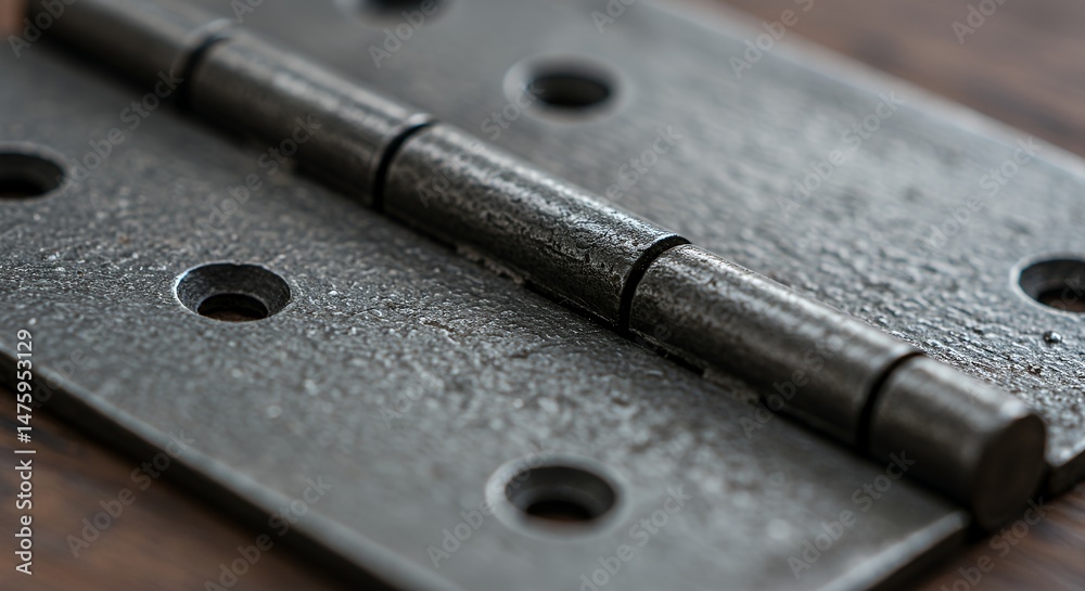 Close-up of Antique Iron Door Hinge: Rustic Charm and Industrial Design Close-up of Antique Iron Door Hinge: Rustic Charm and Industrial Design