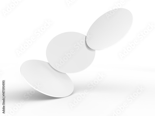 Round drink or beer coaster mockup set, isolated on background. Protection bierdeckel for beer glasses, bottle, can, cup holder. Empty bottle coaster lying template for beverage branding. 3d render