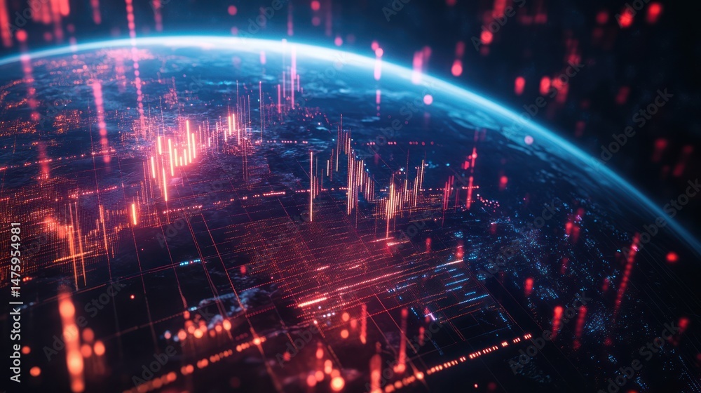 Fototapeta premium Global Network: Data Streams Across the Planet