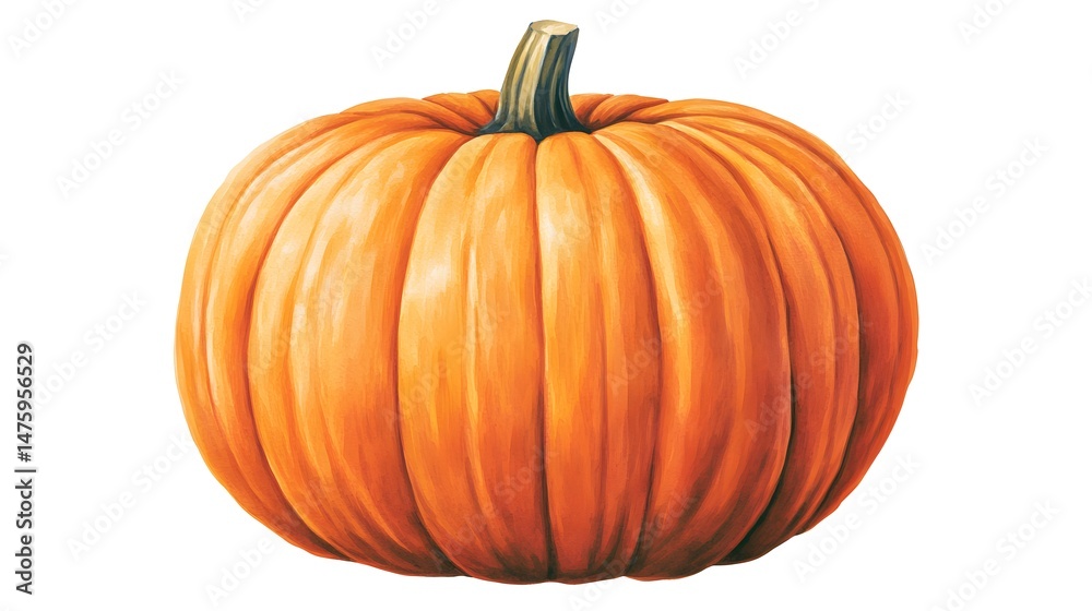Obraz premium Detailed illustration of a vibrant orange pumpkin.