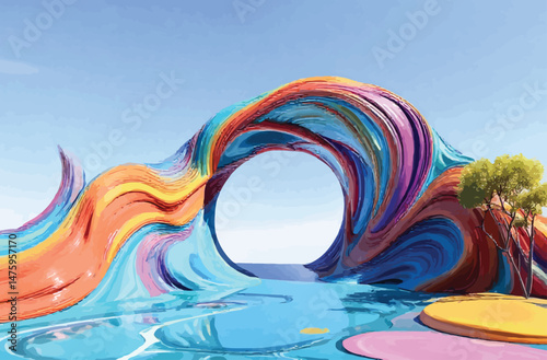 Abstract vortex gateway with 3D swirl illusion. Perfect for tech branding, sci-fi scenes, and visual art.
