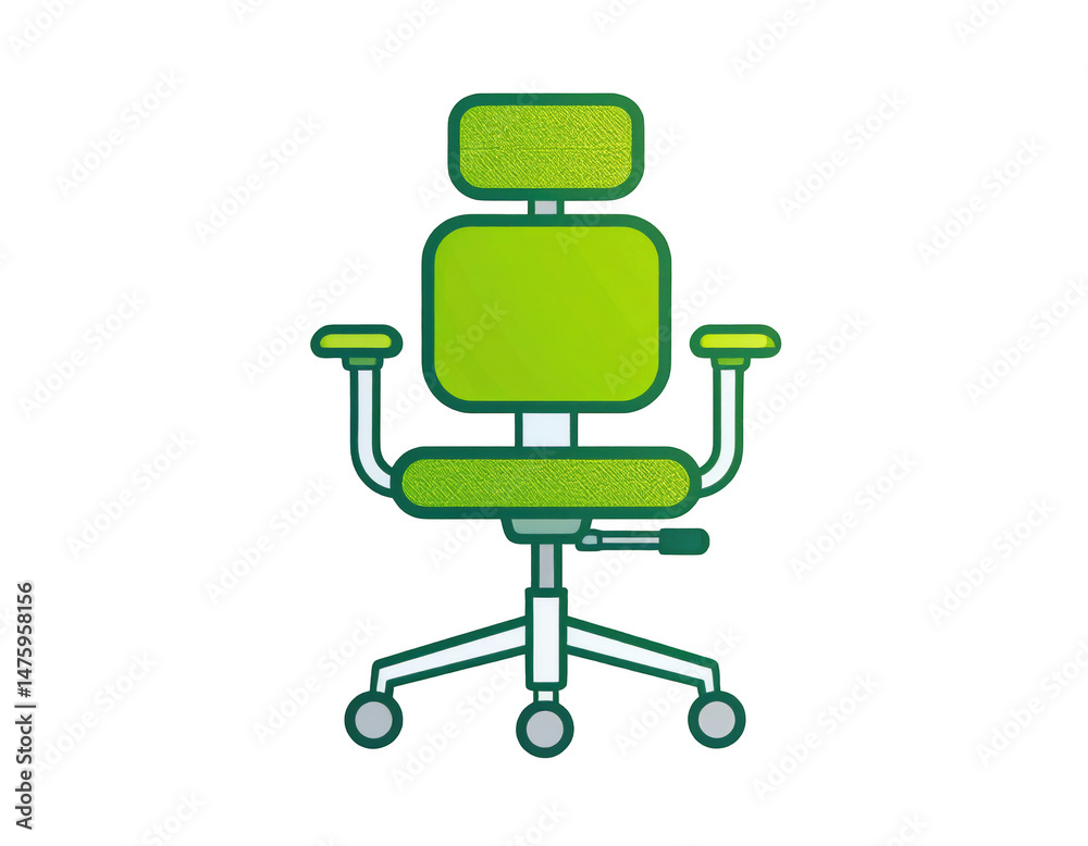 Fototapeta premium Green Office Chair with Adjustable Height for Comfortable Seating