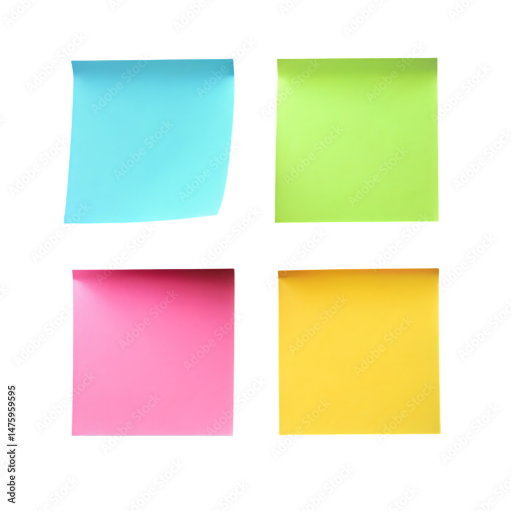 Colorful Sticky Notes: Pastel Blue, Green, Pink, Yellow Memo Pads Colorful Sticky Notes: Pastel Blue, Green, Pink, Yellow Memo Pads