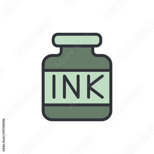 Vintage Ink Bottle Icon Isolated on Transparent Layer Minimalist Style