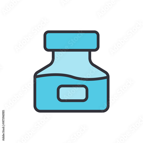 Illustration Of A Light Blue Ink Bottle With Liquid Content