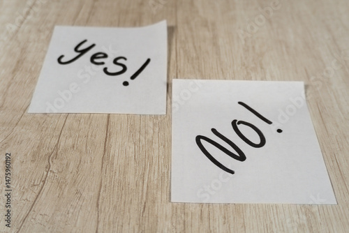 Sticky notes with “yes” and “no” in the foreground