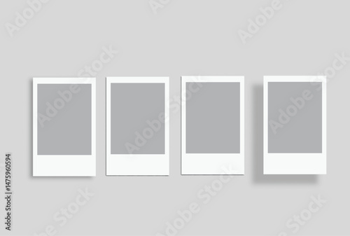 Vector Realistic Blank Polaroid Photo Frame Mockup. Template vintage retro style suitable for showcasing your album photo, collage, snapshot film, poster, portfolio, art, photography, trending designs