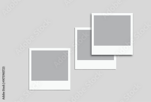 Vector Realistic Blank Polaroid Photo Frame Mockup. Template vintage retro style suitable for showcasing your album photo, collage, snapshot film, poster, portfolio, art, photography, trending designs