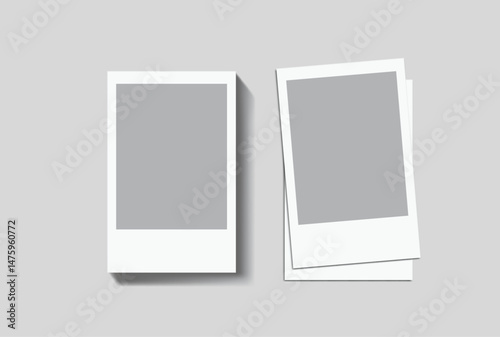 Vector Realistic Blank Polaroid Photo Frame Mockup. Template vintage retro style suitable for showcasing your album photo, collage, snapshot film, poster, portfolio, art, photography, trending designs