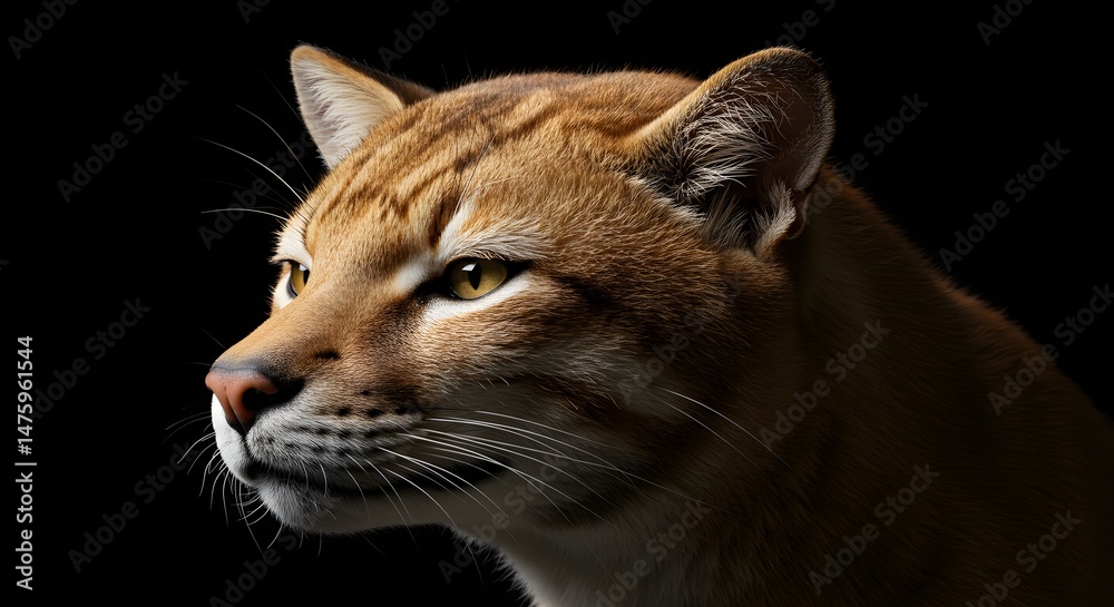 Fototapeta premium Big Cat Profile Portrait in Dramatic Lighting