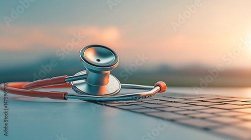 Digital health stethoscope on laptop