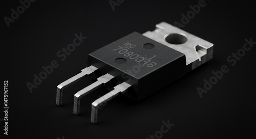 Close-up of a Transistor 70800-1F6, Black Background
