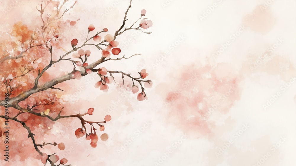 Fototapeta premium Chinese style ink wash flower painting