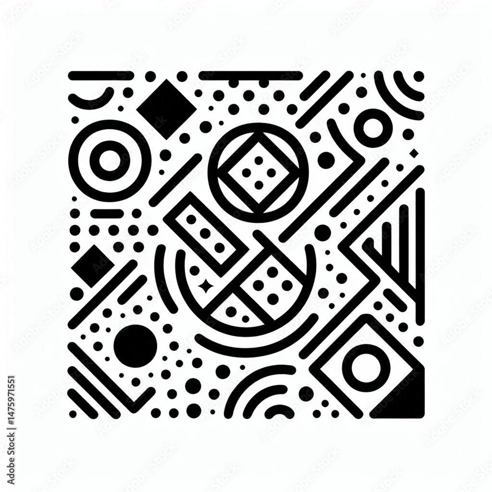Obraz premium image, vector, design, illustration, set of black and white patterns, abstract ornament, abstract vector background, seamless geometric pattern with geometric elements.