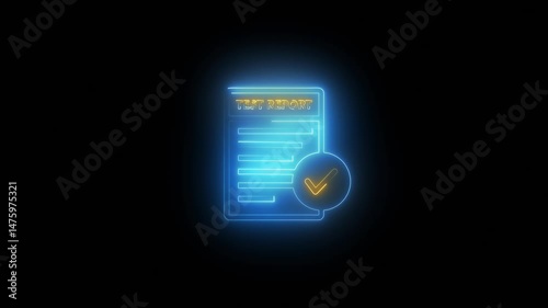 glowing line test report icon animation. lab result