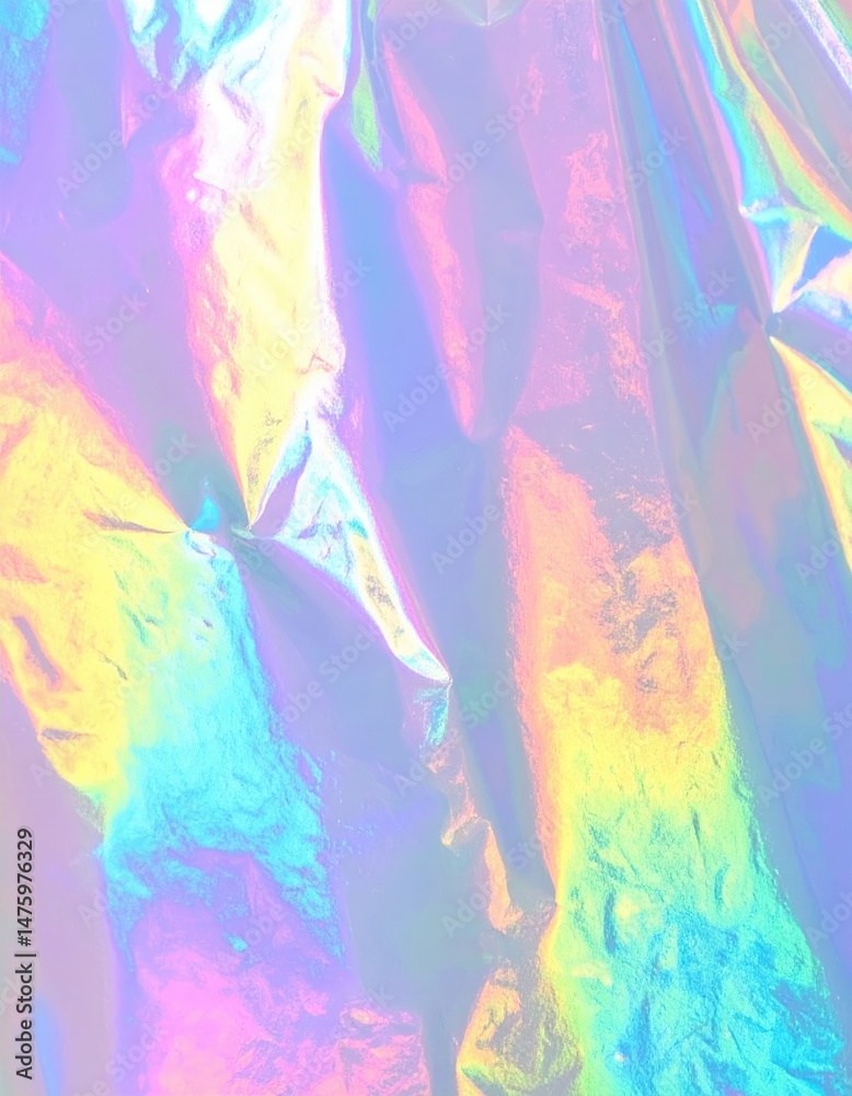 A close-up shot of a holographic IRL foil, showcasing its vibrant colors and intricate patterns that shimmer under the light, creating a mesmerizing effect. A close-up shot of a holographic IRL foil, showcasing its vibrant colors and intricate patterns that shimmer under the light, creating a mesmerizing effect.