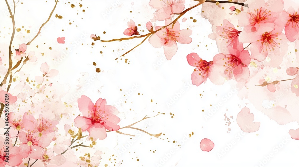 Fototapeta premium Chinese style ink wash flower painting