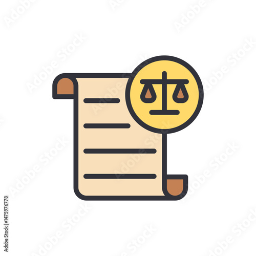 Scroll With Scales Symbolizing Justice And Legal Principles On Top