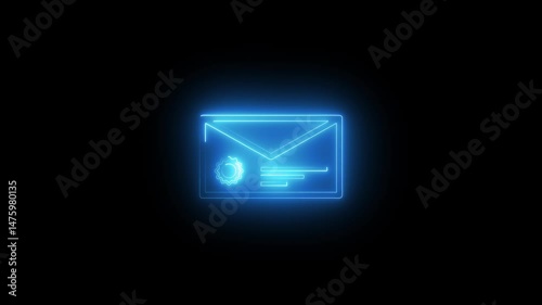 glowing line stamped envelope icon animation. concept of postage stamp